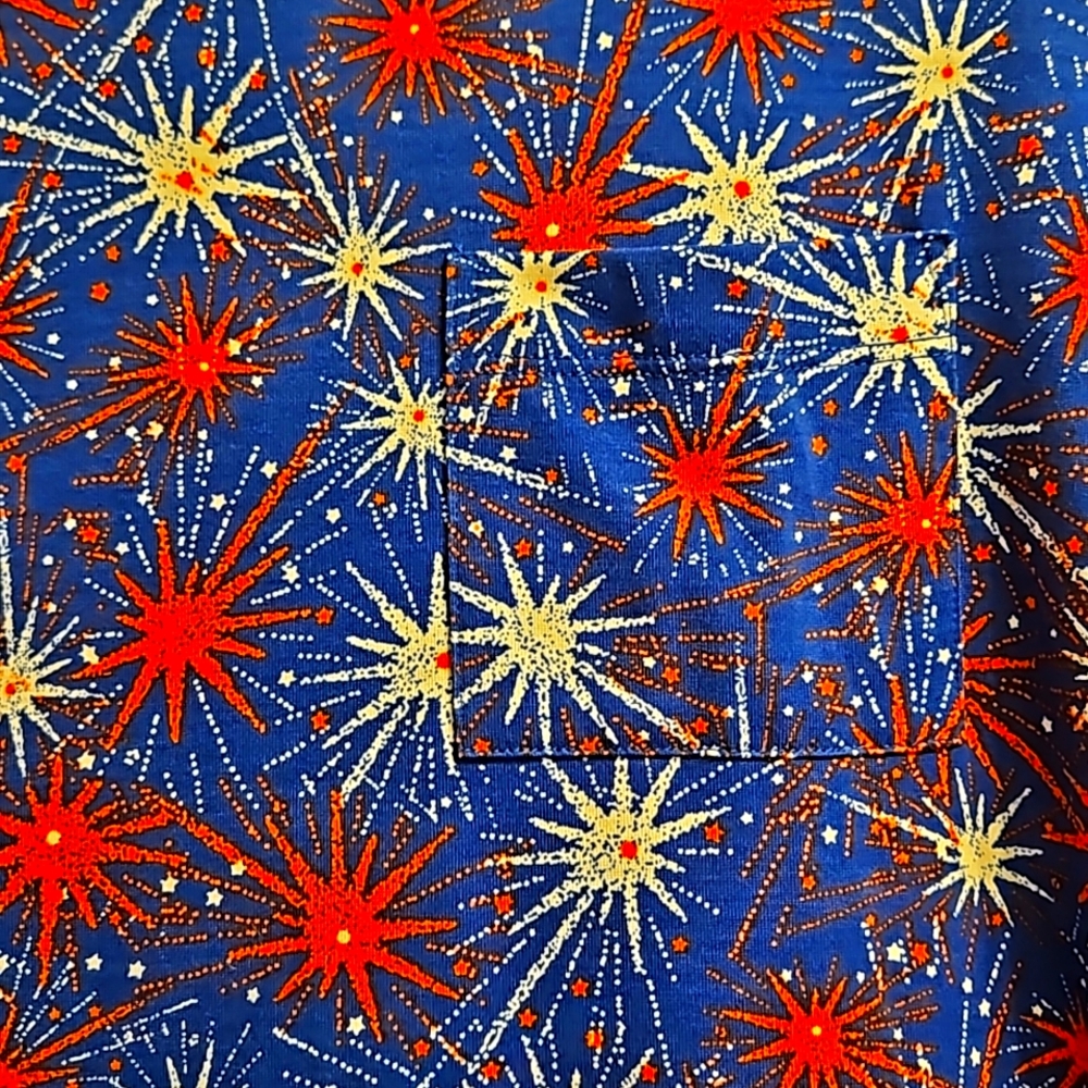 Lula Roe Carly XL high low dress blue, red, white